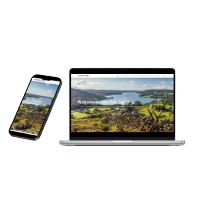 A visual of a desktop view of Easedale Lodge website design and a responsive design view on a mobile device.